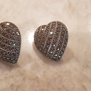 Judith Jack Marcasite heart earrings